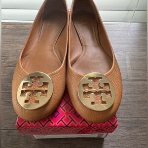 Tory Burch Size 9.5 Reva Ballet Tumbled Leather